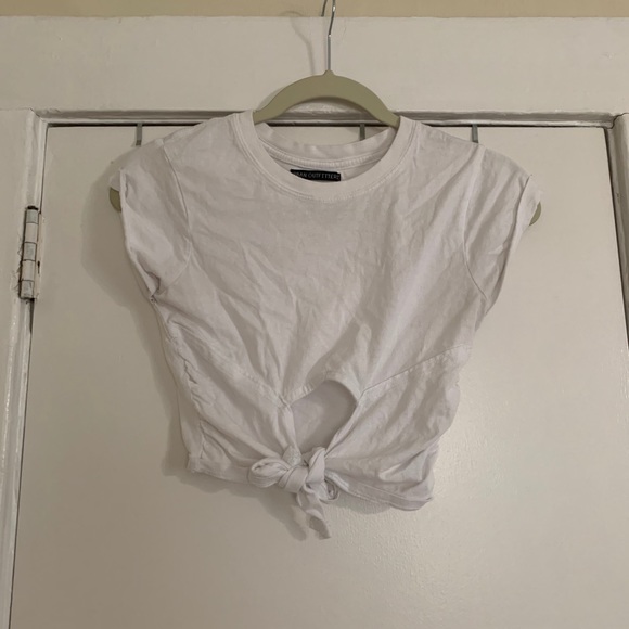 Urban Outfitters White Tie Up Crop Top Small - Picture 2 of 6